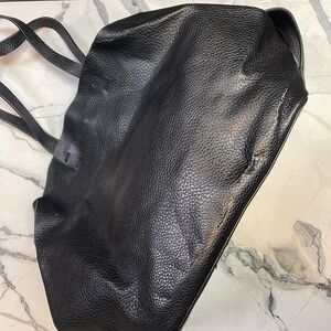 Zara large black vegan leather tote bag